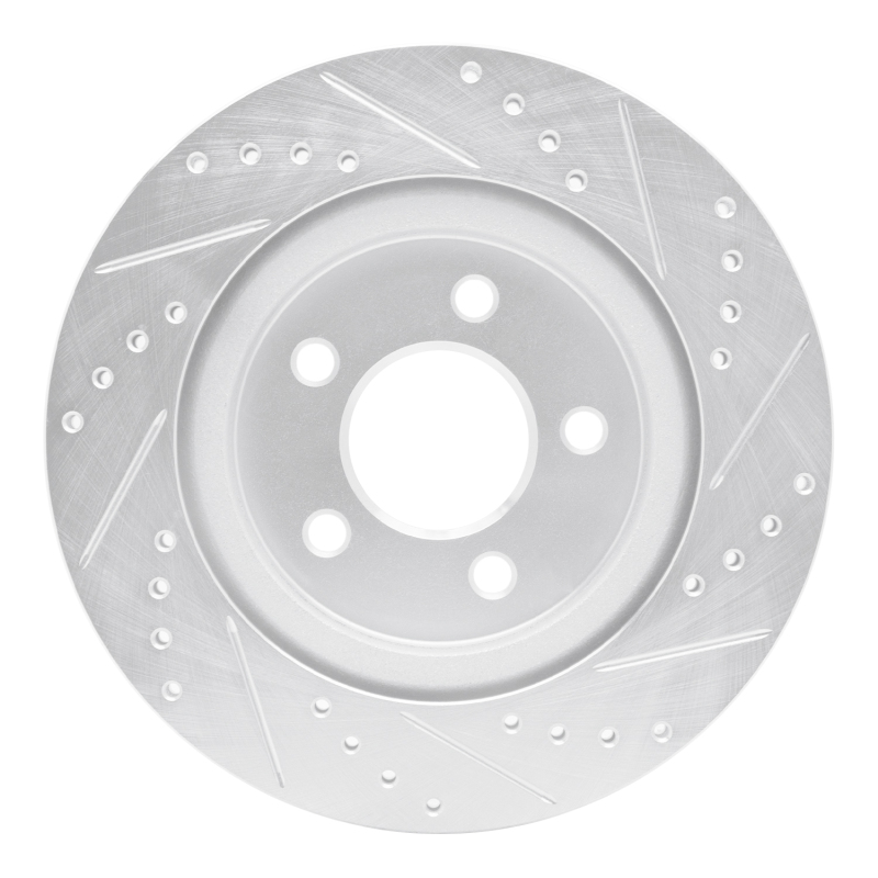 Ford Mustang Brake Rotor (1) - Rear Left - R1 Concepts - Drilled & Slotted - Silver - `05-`14